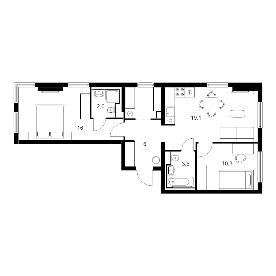3 ккв (Евро) 61,5 м²