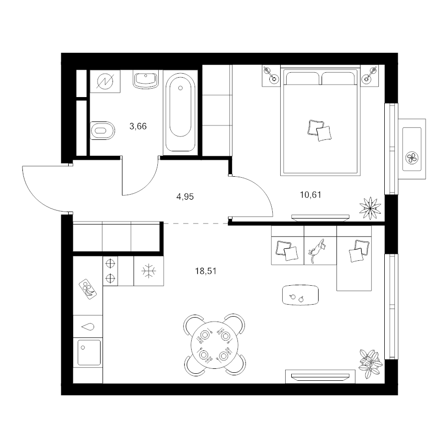 2 ккв (Евро) 37,7 м²