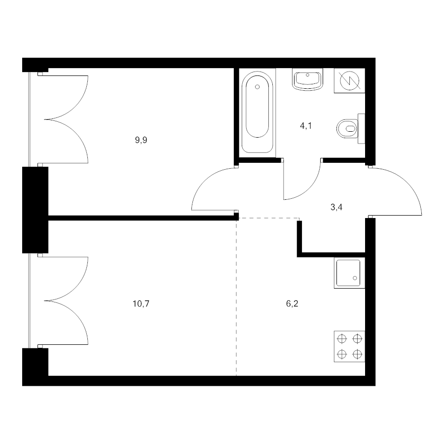 2 ккв (Евро) 34,1 м²