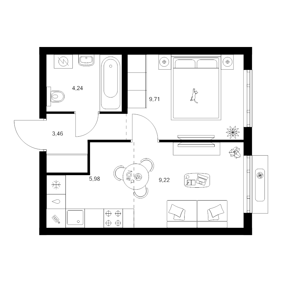2 ккв (Евро) 32,6 м²