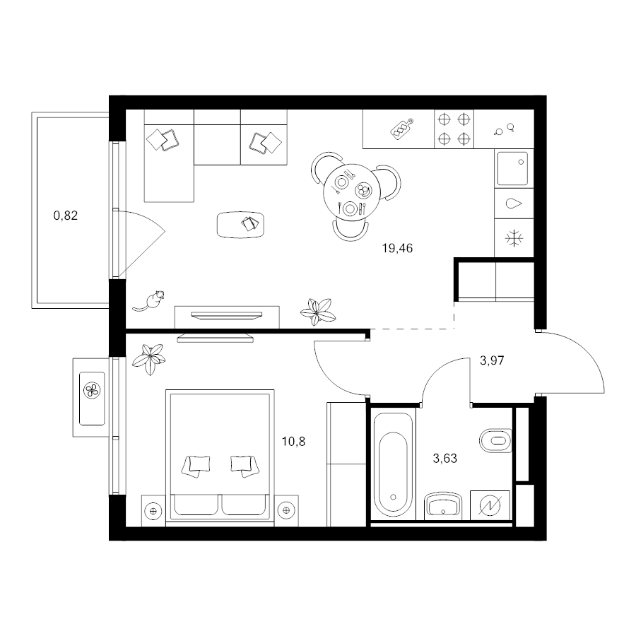 2 ккв (Евро) 38,7 м²