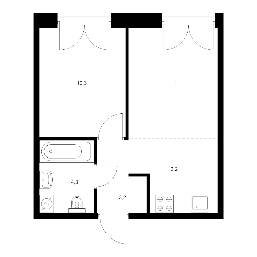 2 ккв (Евро) 35 м²