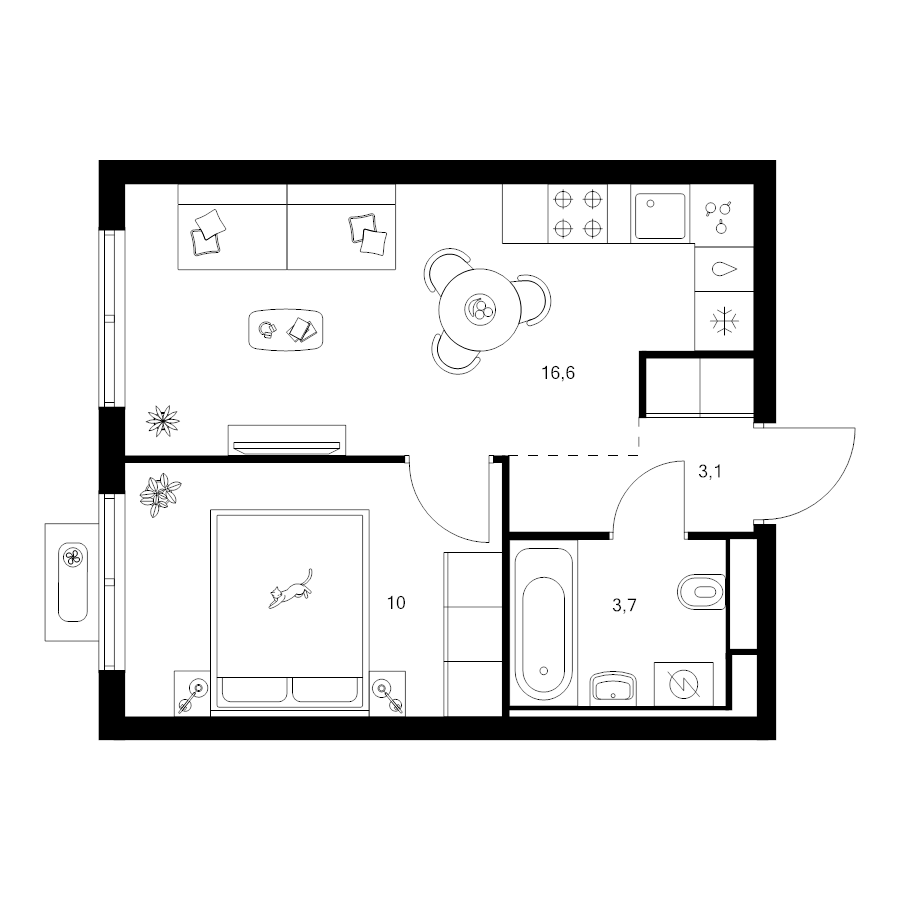 2 ккв (Евро) 33,4 м²
