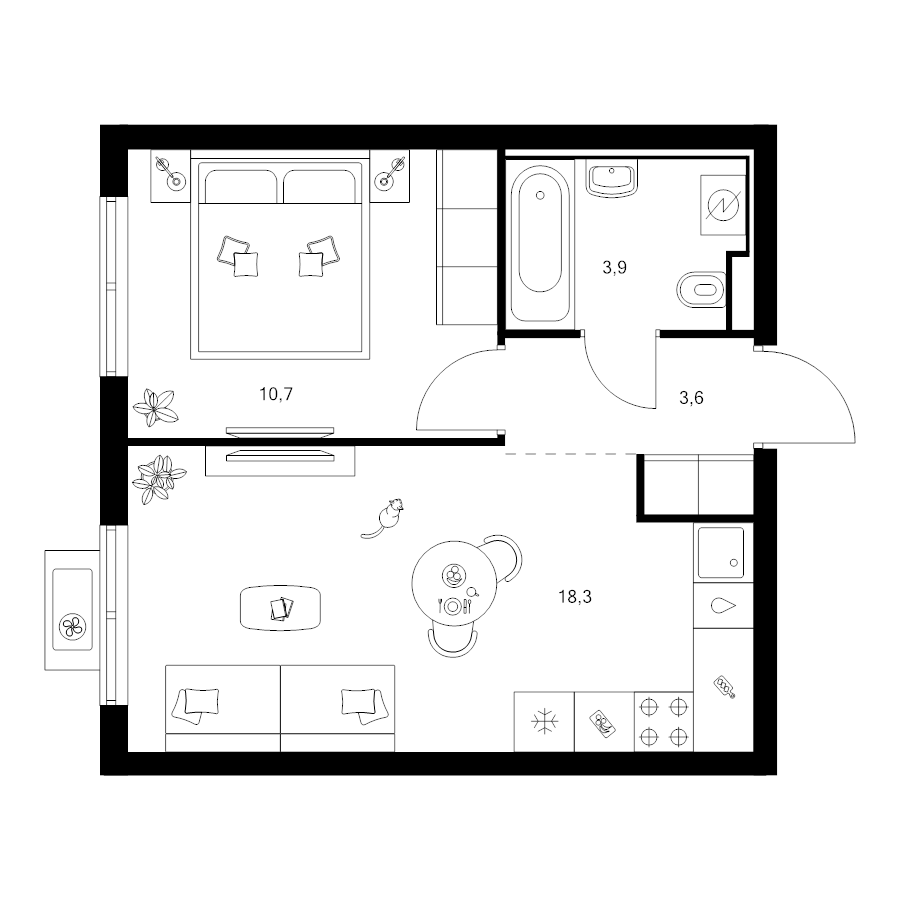 2 ккв (Евро) 36,5 м²