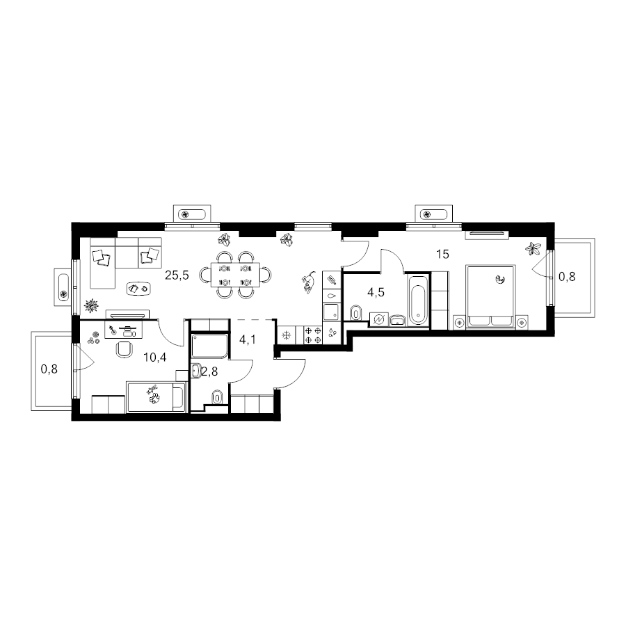 3 ккв (Евро) 63,9 м²
