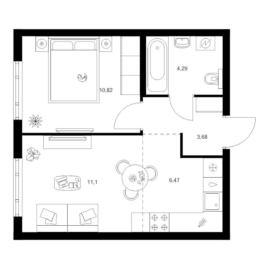2 ккв (Евро) 36,4 м²