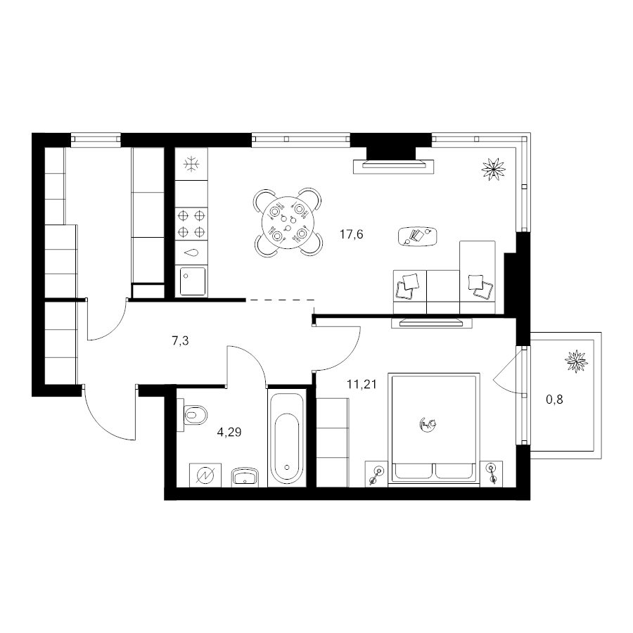 2 ккв (Евро) 47 м²