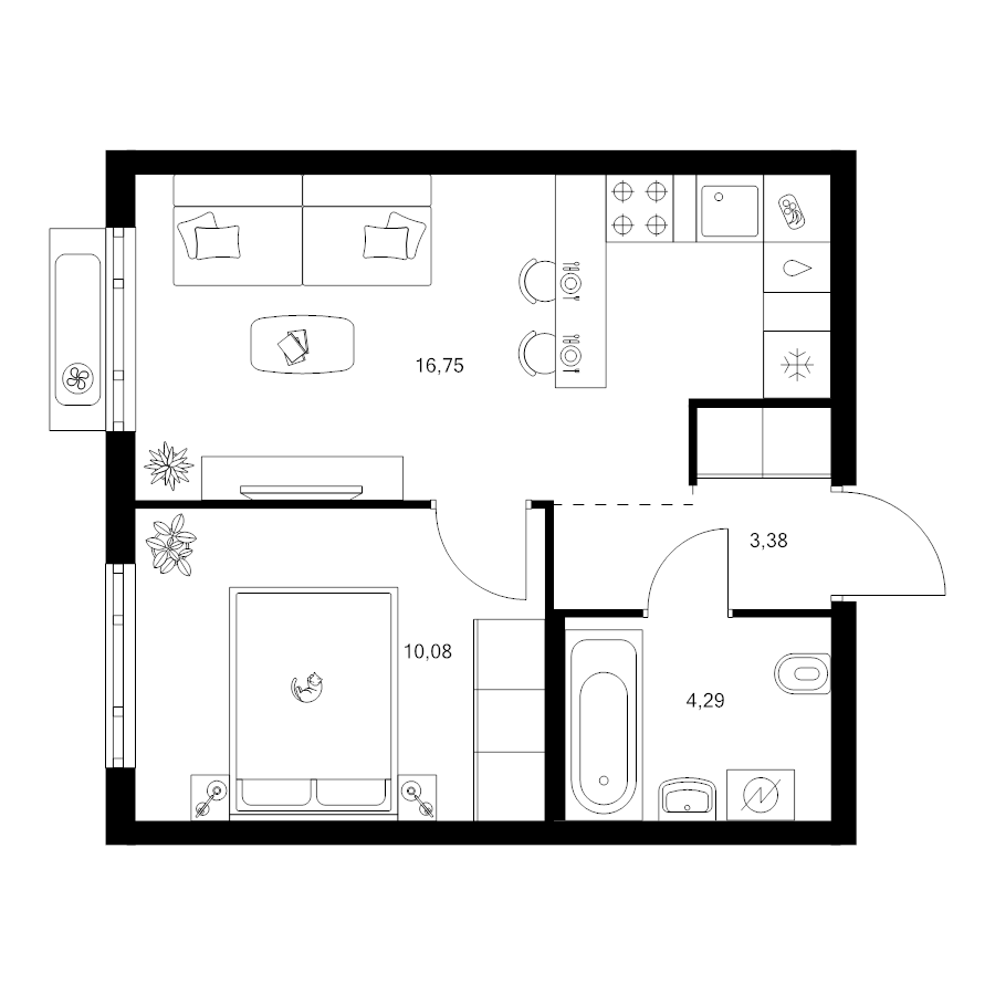 2 ккв (Евро) 34,5 м²
