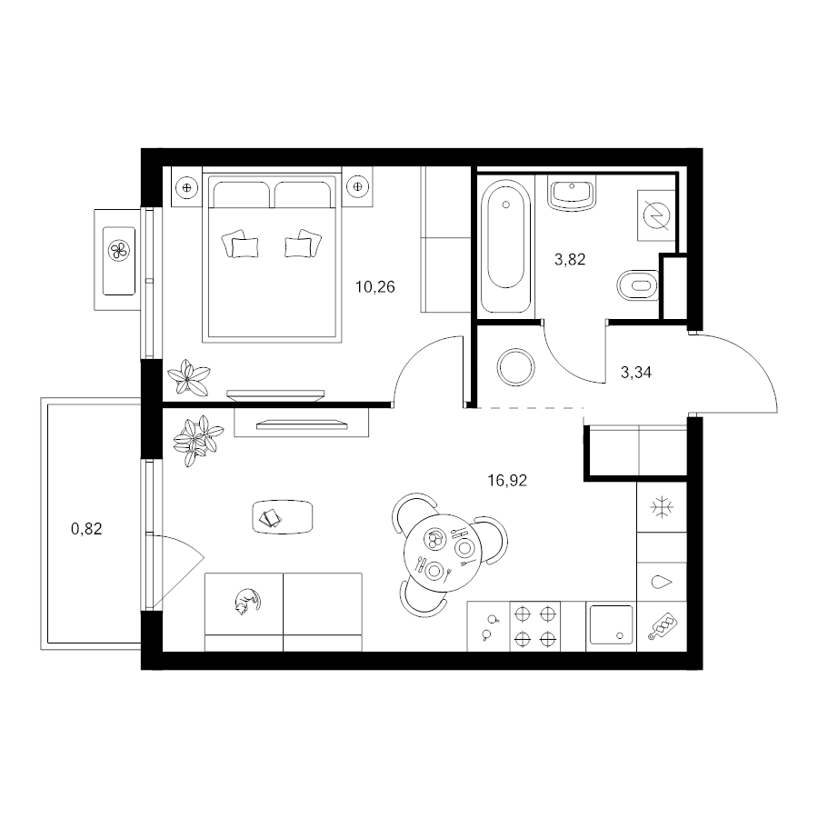 2 ккв (Евро) 35,2 м²