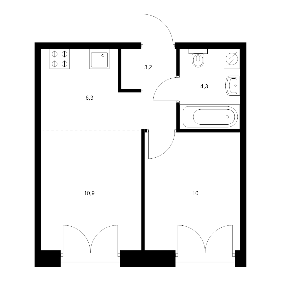 2 ккв (Евро) 34,6 м²