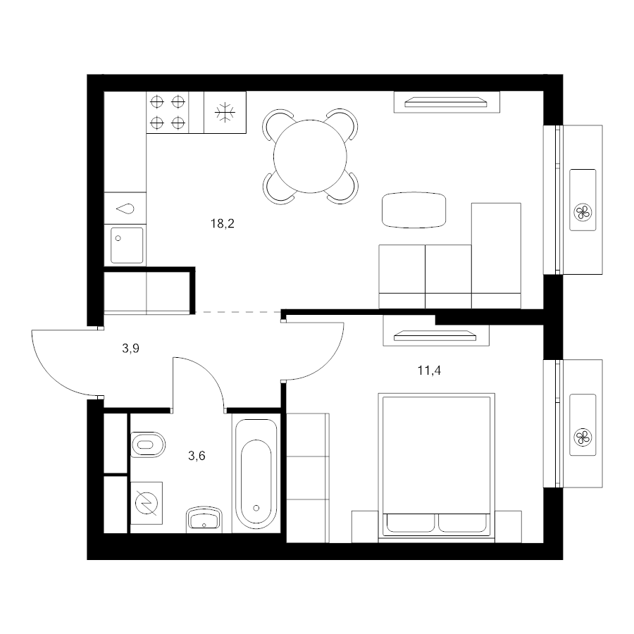 2 ккв (Евро) 37,1 м²