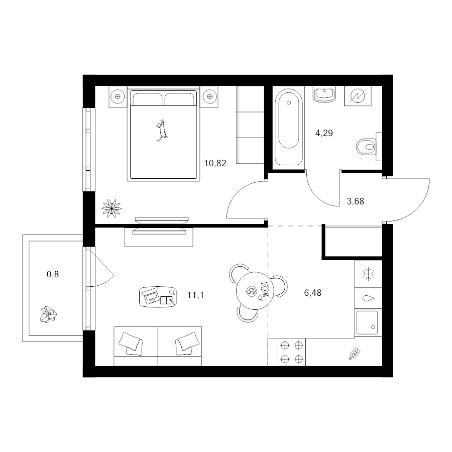 2 ккв (Евро) 37,2 м²