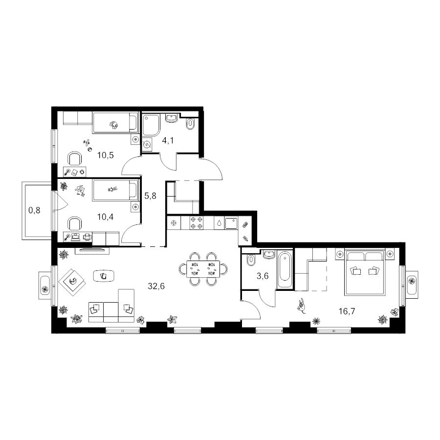 4 ккв (Евро) 89,2 м²