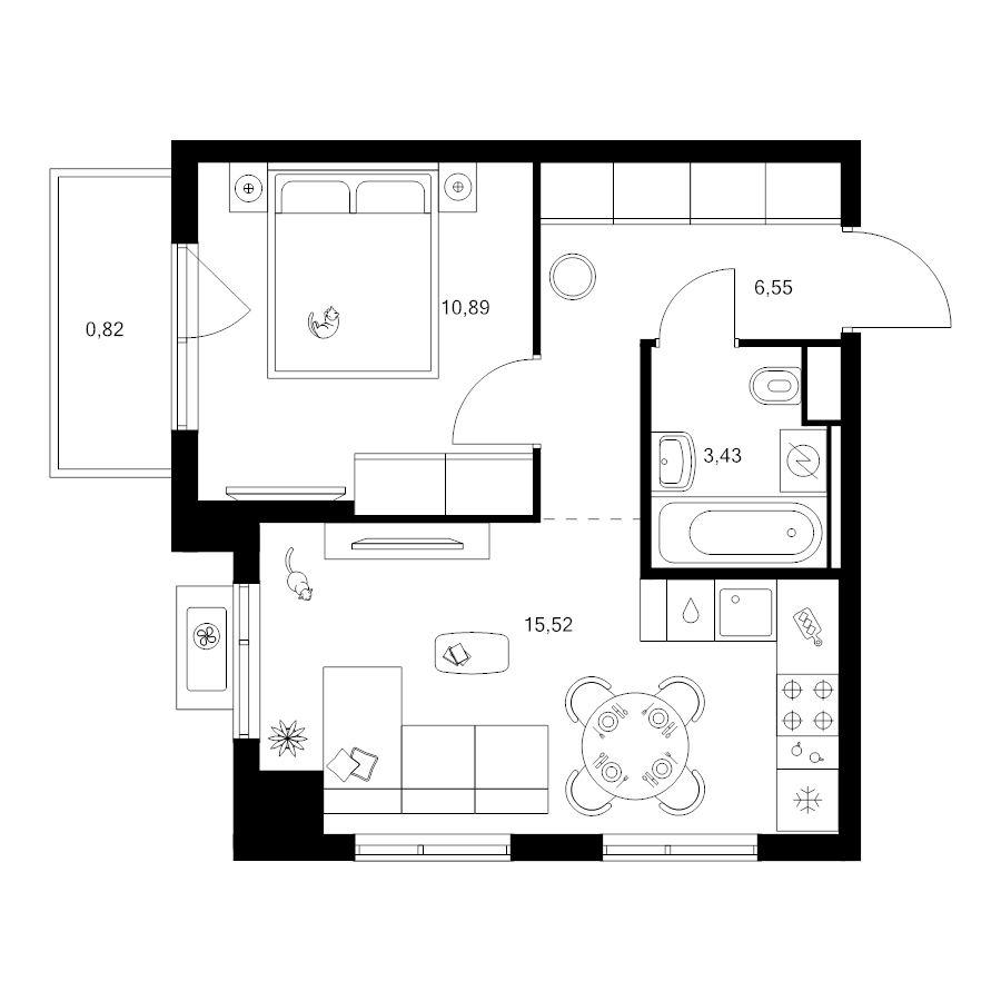 2 ккв (Евро) 37,2 м²