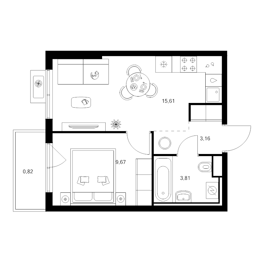 2 ккв (Евро) 33,1 м²