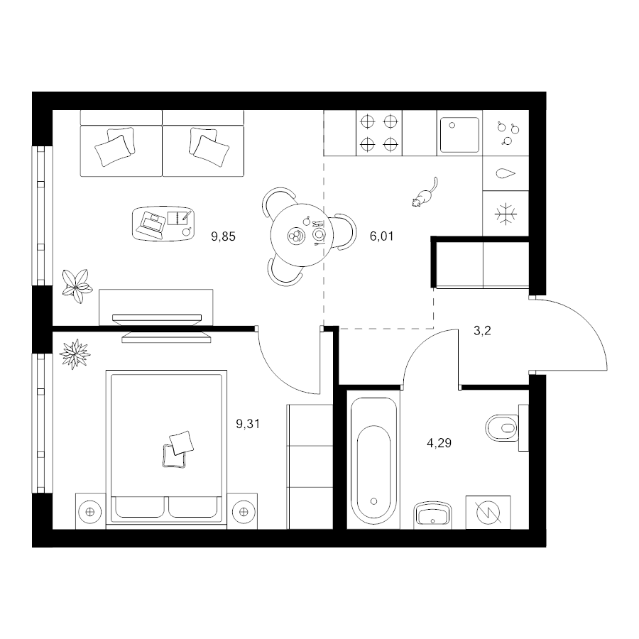 2 ккв (Евро) 32,7 м²