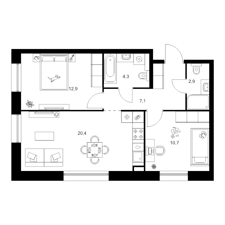3 ккв (Евро) 58,3 м²