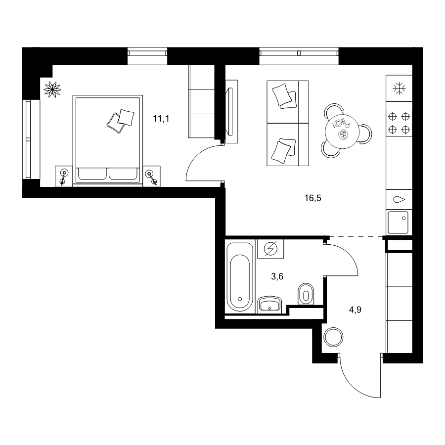 2 ккв (Евро) 36,1 м²
