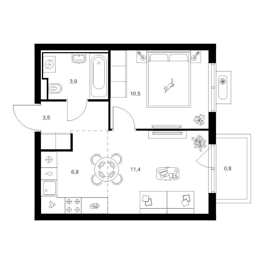 2 ккв (Евро) 36,9 м²