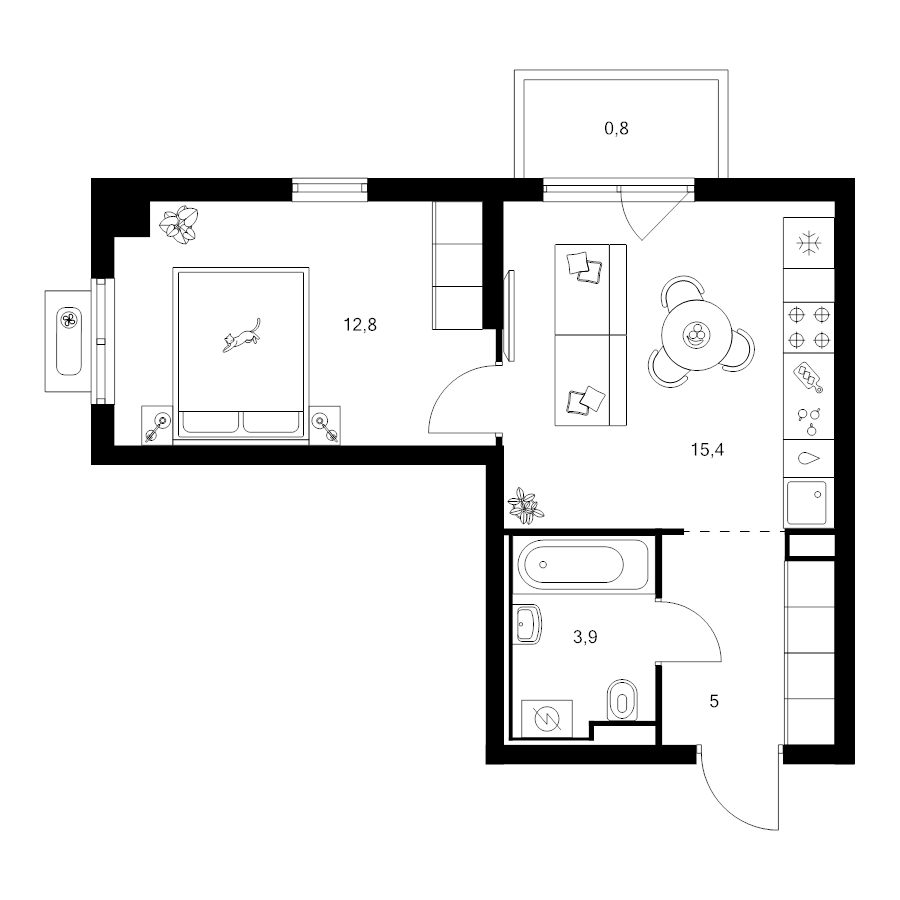 2 ккв (Евро) 37,9 м²