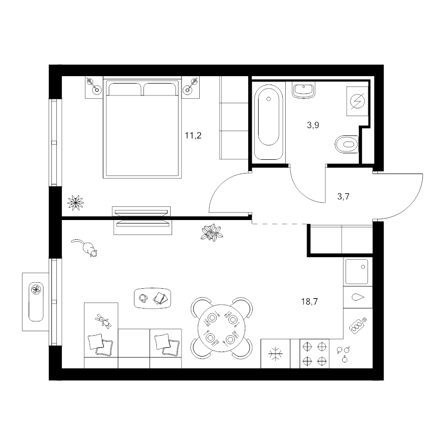 2 ккв (Евро) 37,5 м²