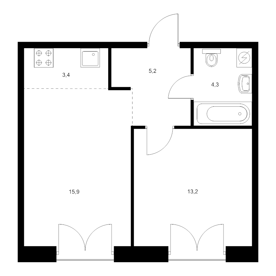 2 ккв (Евро) 42 м²