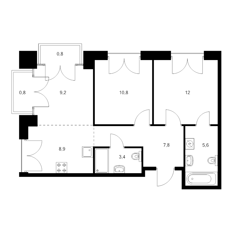 3 ккв (Евро) 59,3 м²