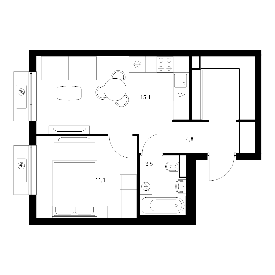 2 ккв (Евро) 39,7 м²