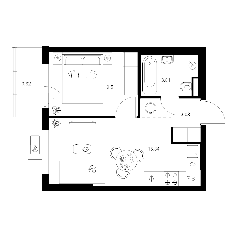 2 ккв (Евро) 33,1 м²