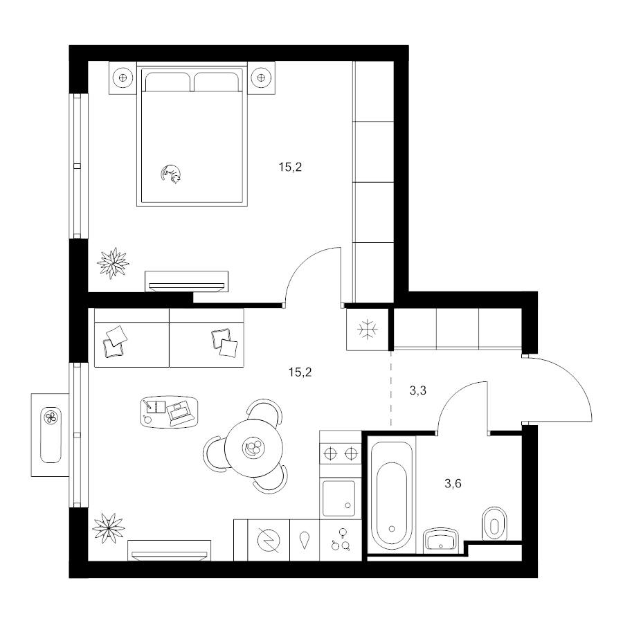 2 ккв (Евро) 37,3 м²