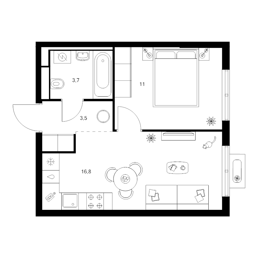 2 ккв (Евро) 35 м²