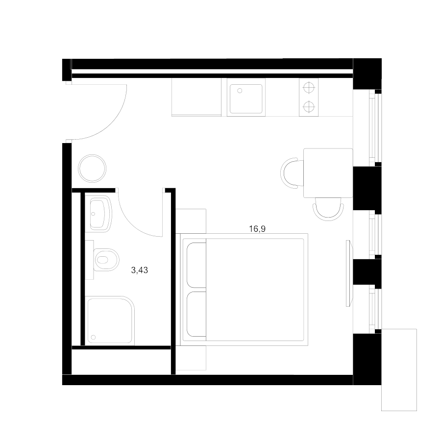 Студия 20,3 м²