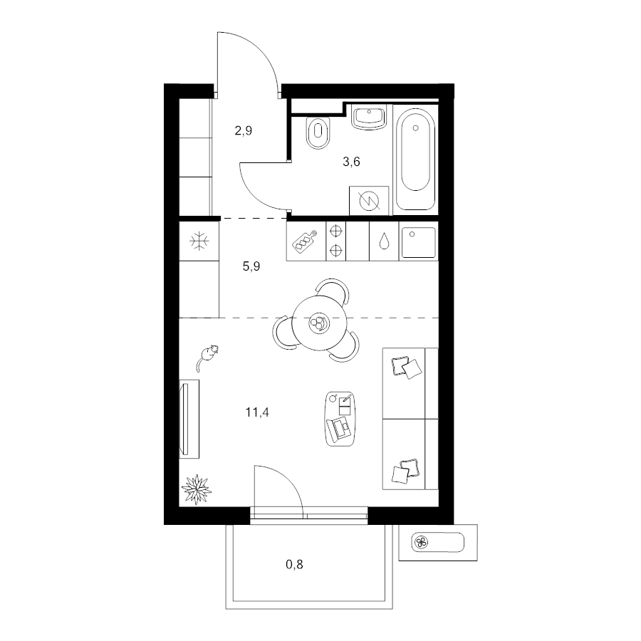 Студия 24,6 м²