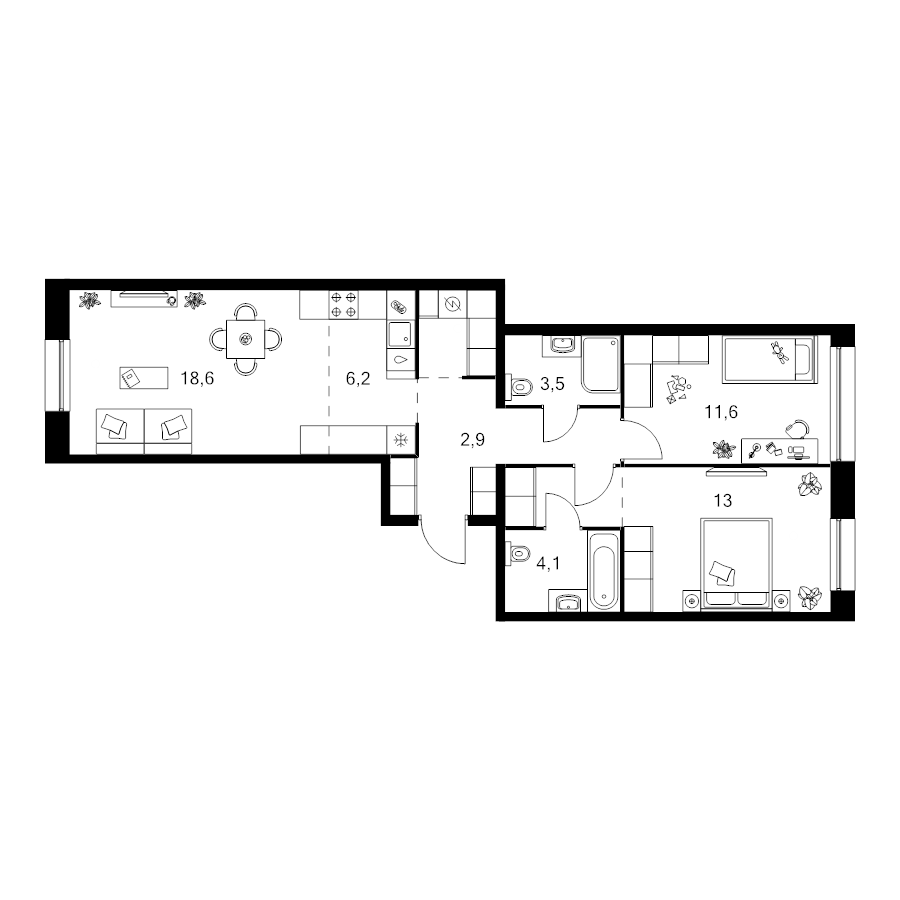 3 ккв (Евро) 71,1 м²
