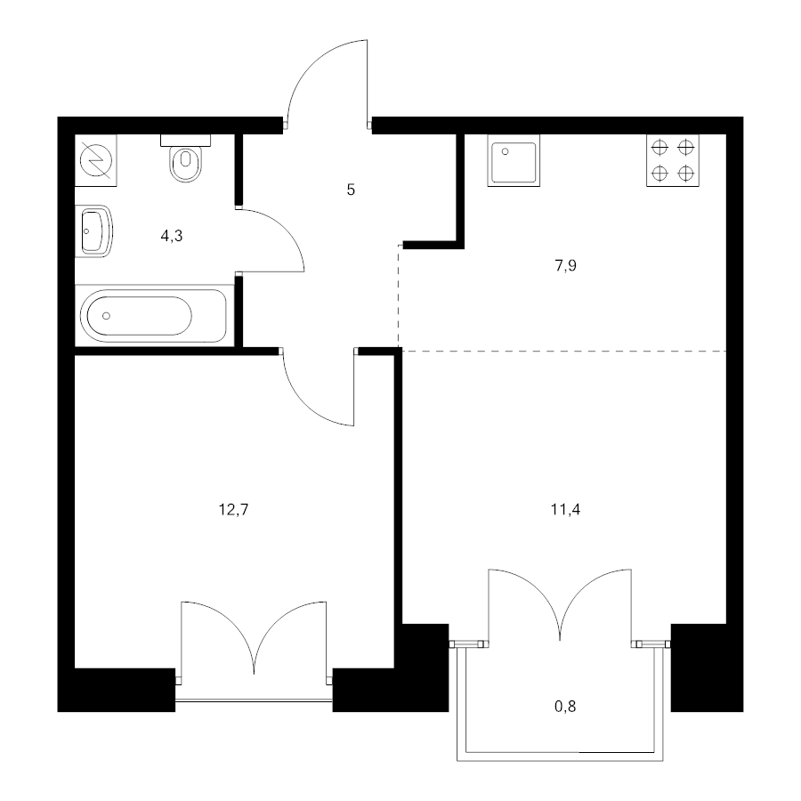 2 ккв (Евро) 42,1 м²