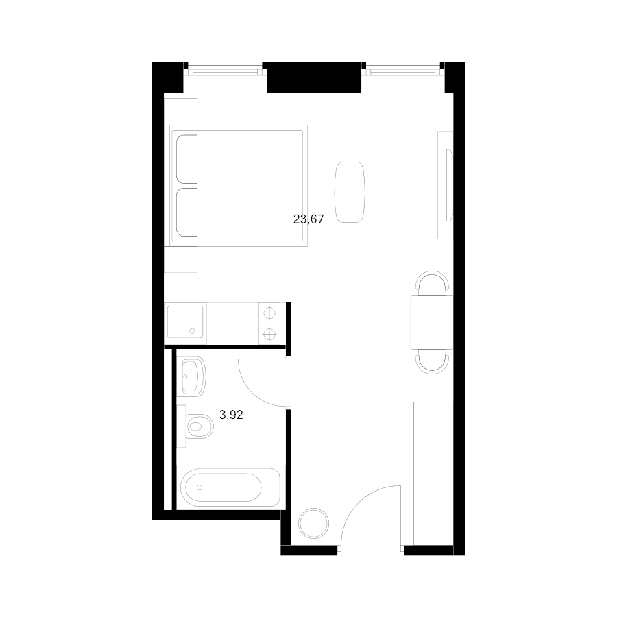 Студия 27,6 м²