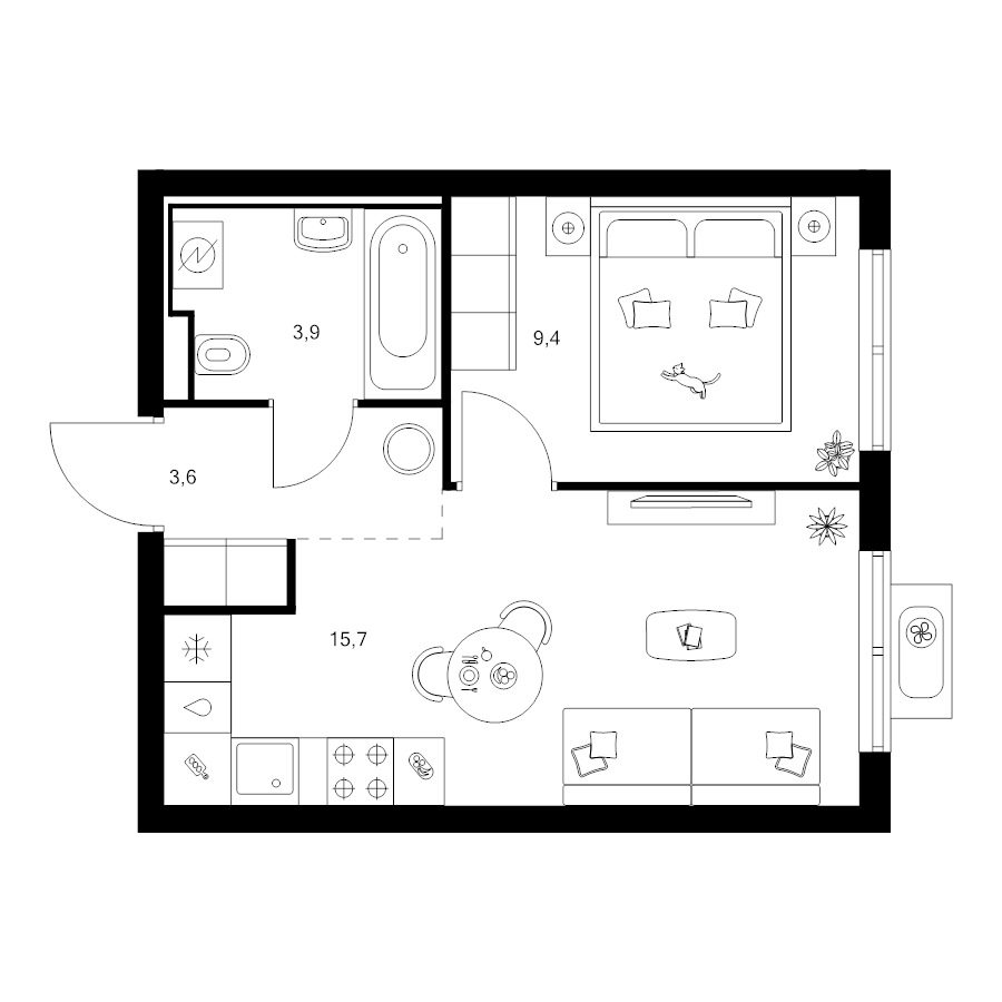 2 ккв (Евро) 32,6 м²