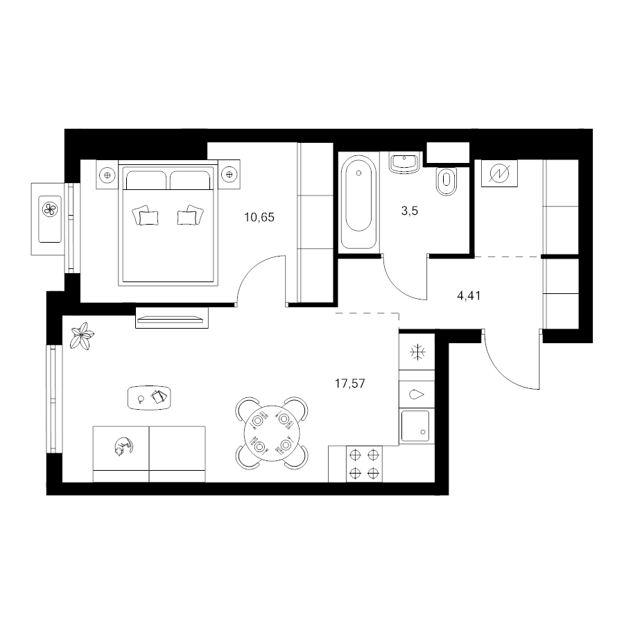 2 ккв (Евро) 38,9 м²