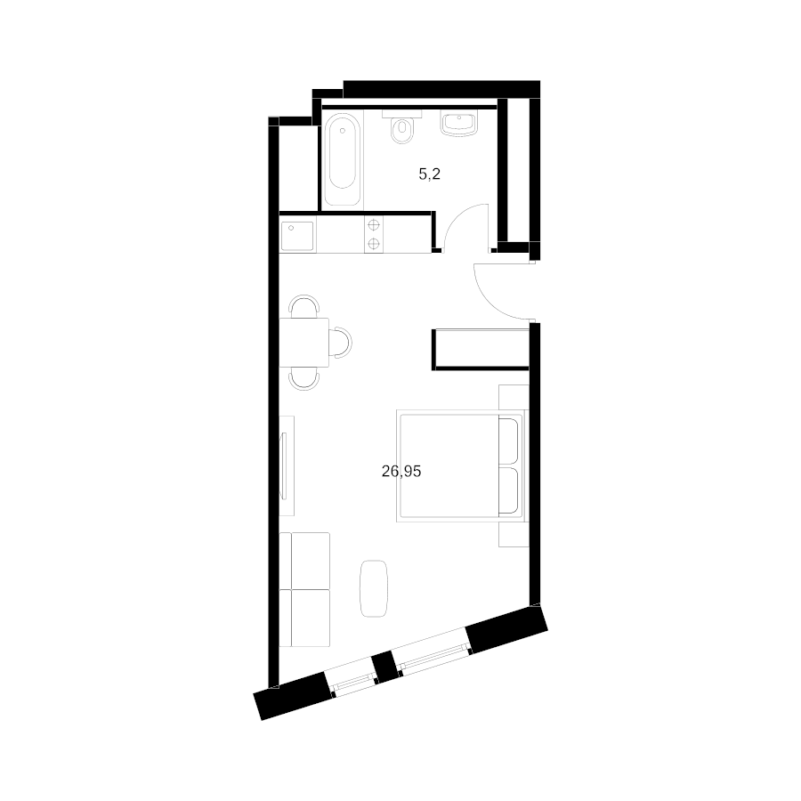 Студия 32,2 м²