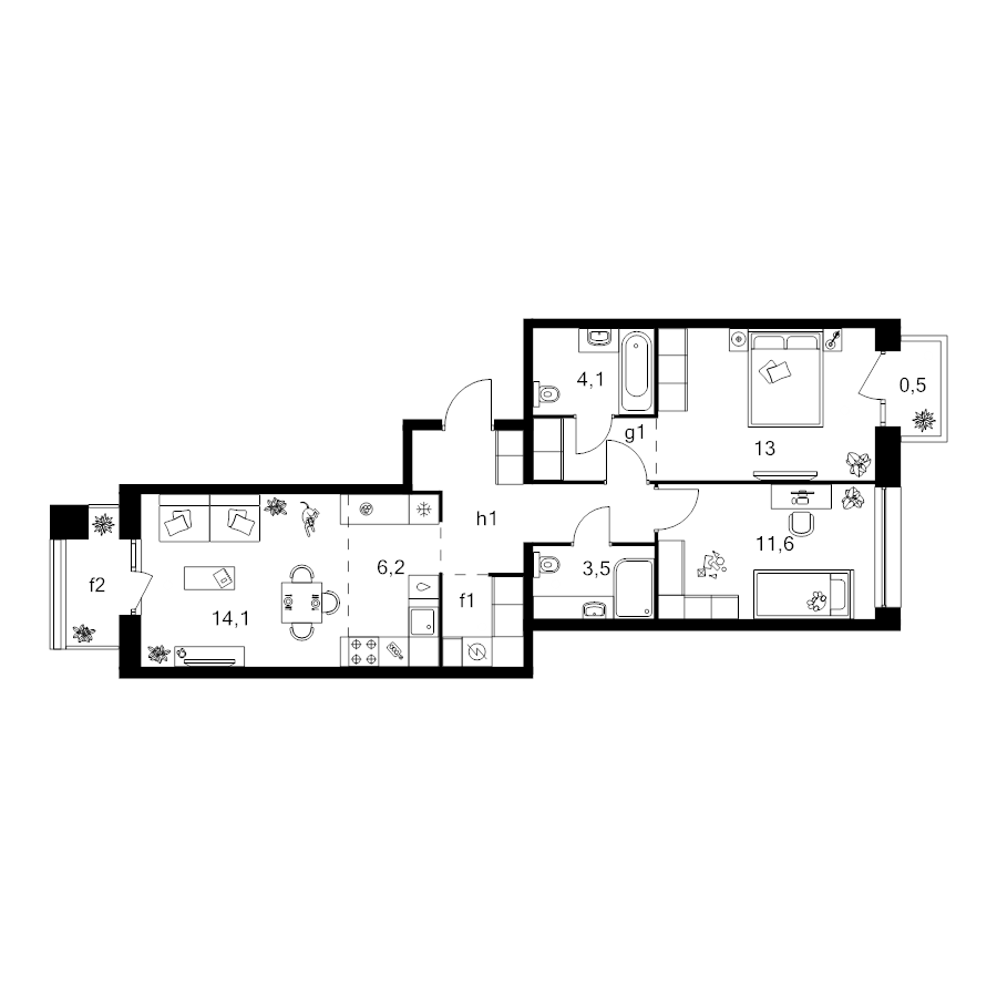 3 ккв (Евро) 67,9 м²