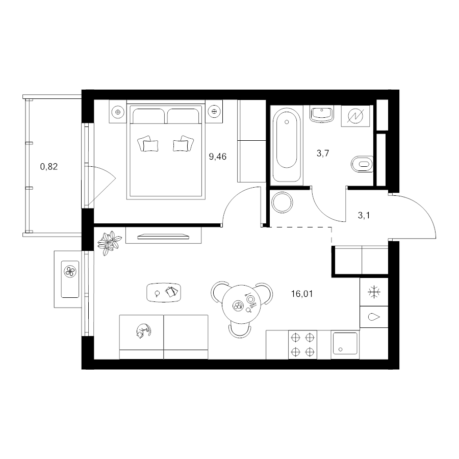 2 ккв (Евро) 33,1 м²