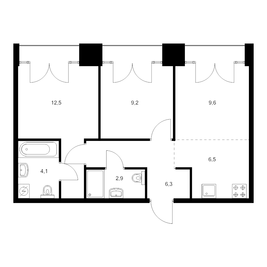 3 ккв (Евро) 53,1 м²
