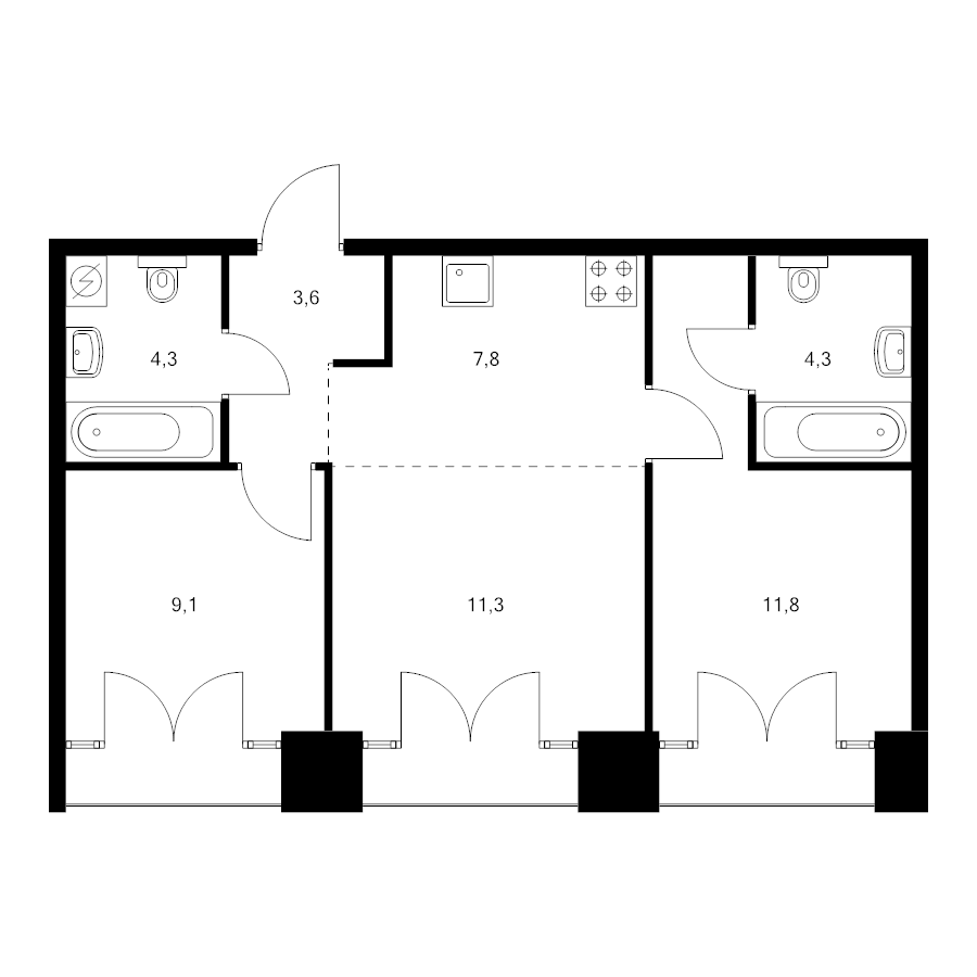 3 ккв (Евро) 54,1 м²