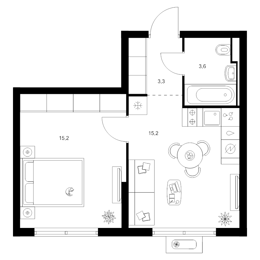 2 ккв (Евро) 37,3 м²