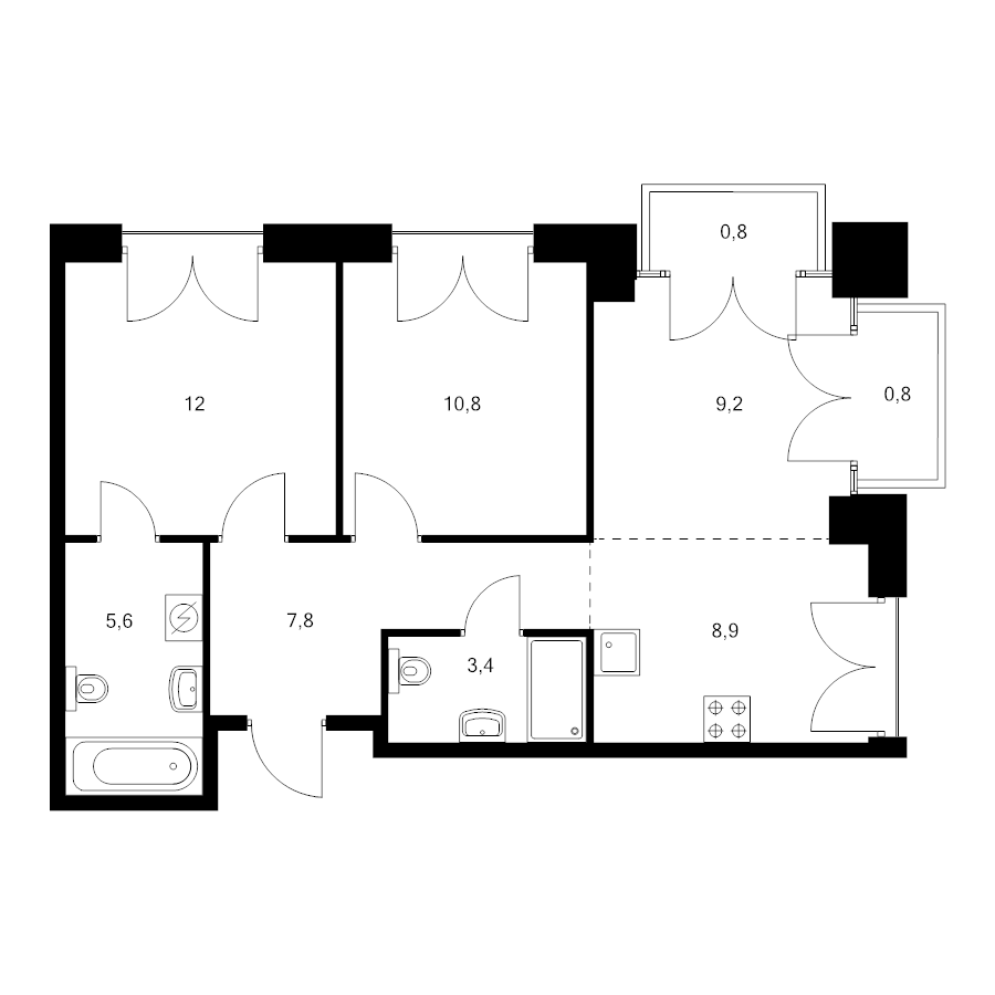 3 ккв (Евро) 59,3 м²