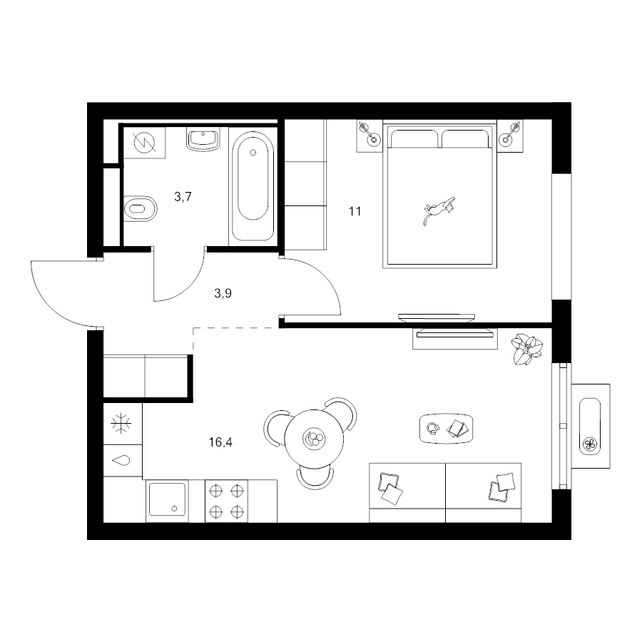 2 ккв (Евро) 35 м²