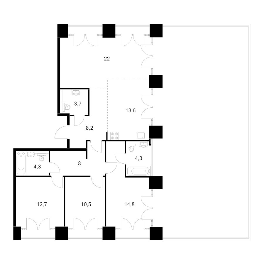 4 ккв (Евро) 133,3 м²