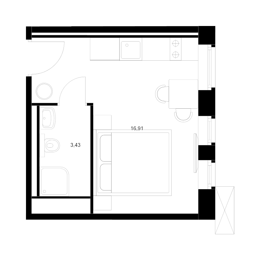 Студия 20,3 м²