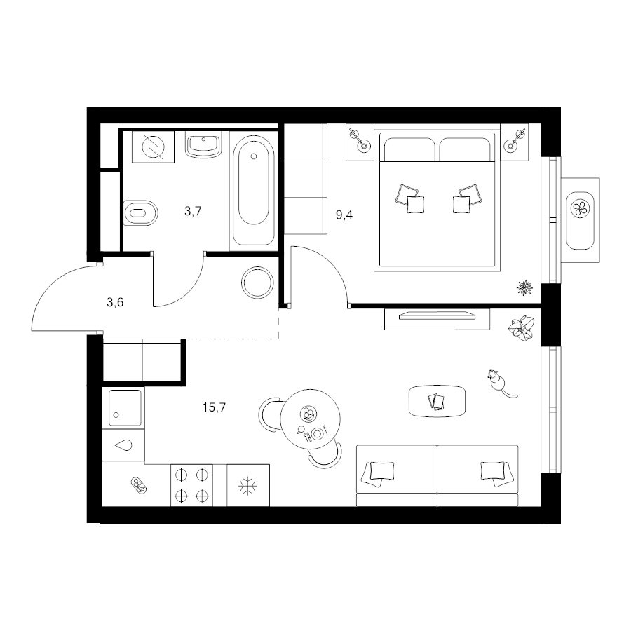 2 ккв (Евро) 32,4 м²