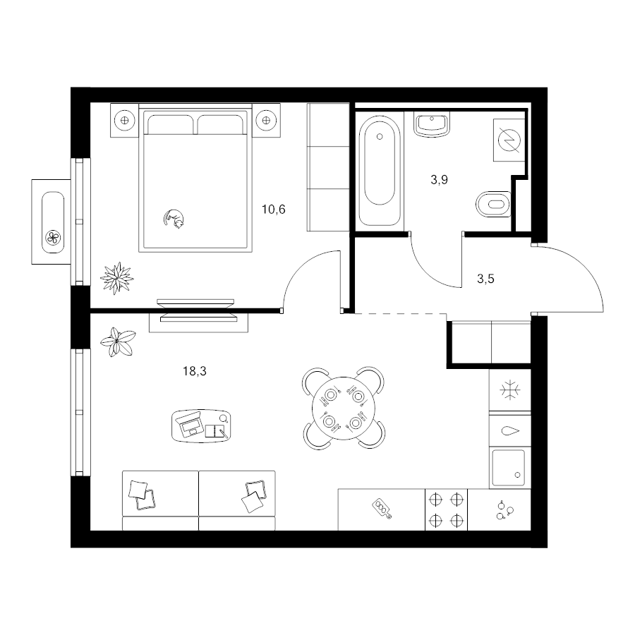2 ккв (Евро) 36,3 м²